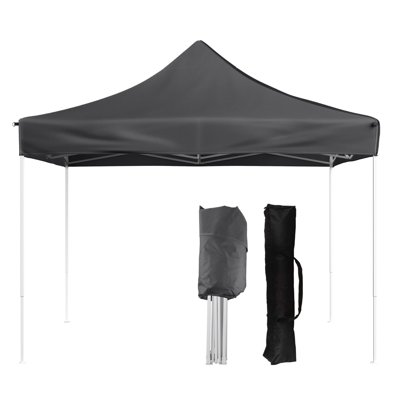 Stalwart 10X10 Ft Pop Up Canopy Tent Uv Resistant Waterproof Black Outdoor Shelter
